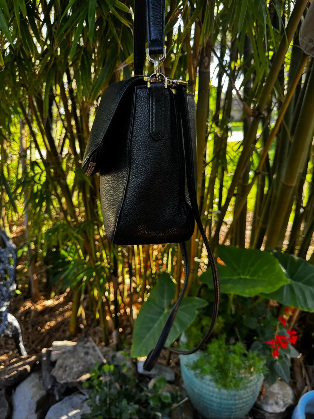 kate spade Black Pebbled Leather Crossbody with Gold Hardware